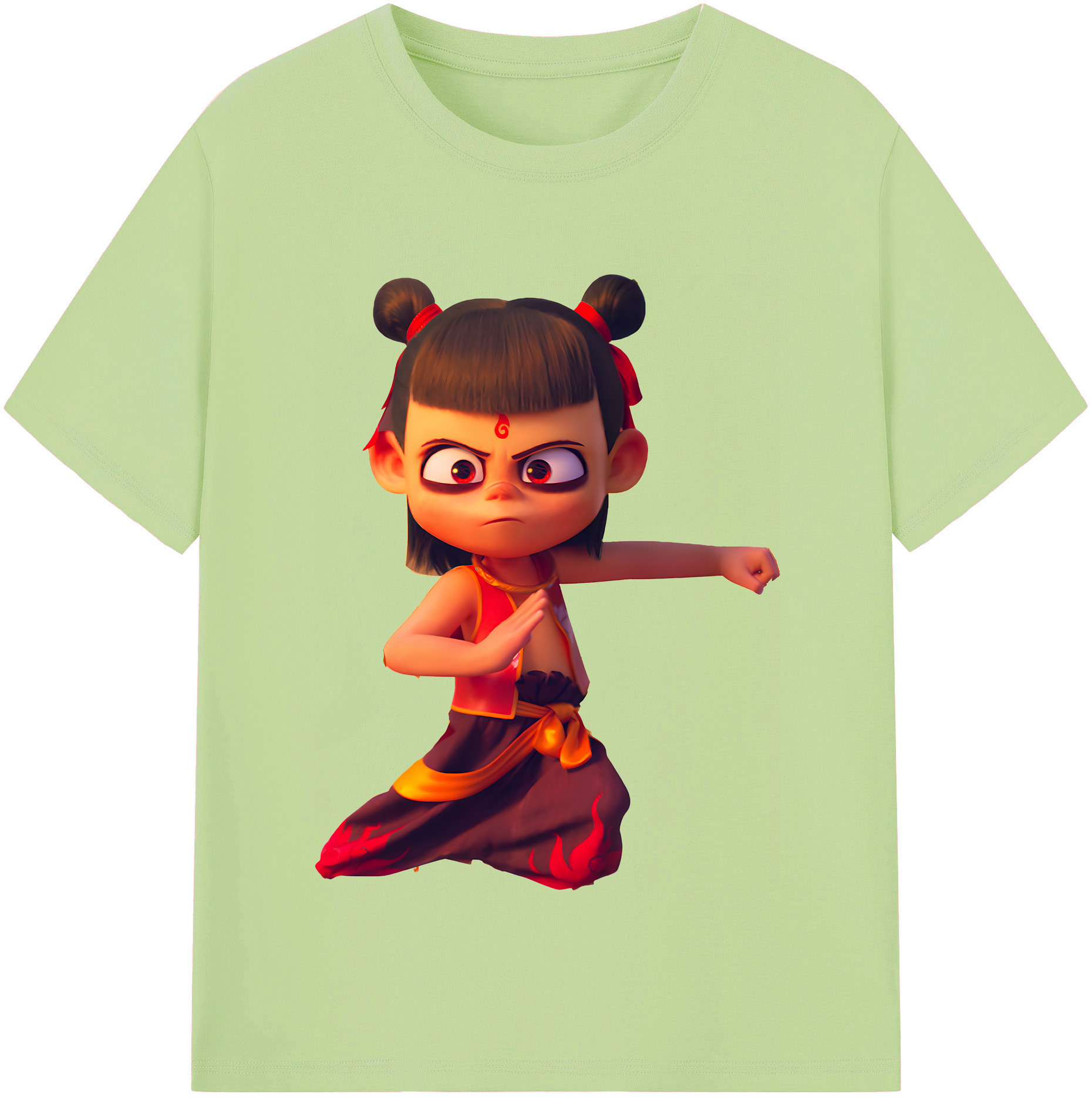 （画像用） Ne Zha 2 ナタ 魔童の大暴れ 綿100％半袖Tシャツ（フロントプリント）